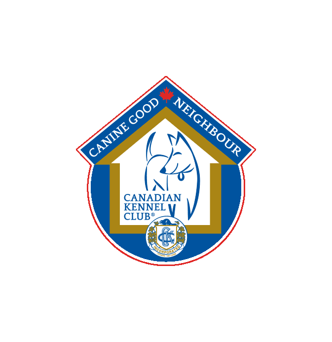 Canadian Kennel Club Canine Good Neighbour logo featuring a stylized dog within a house shape.